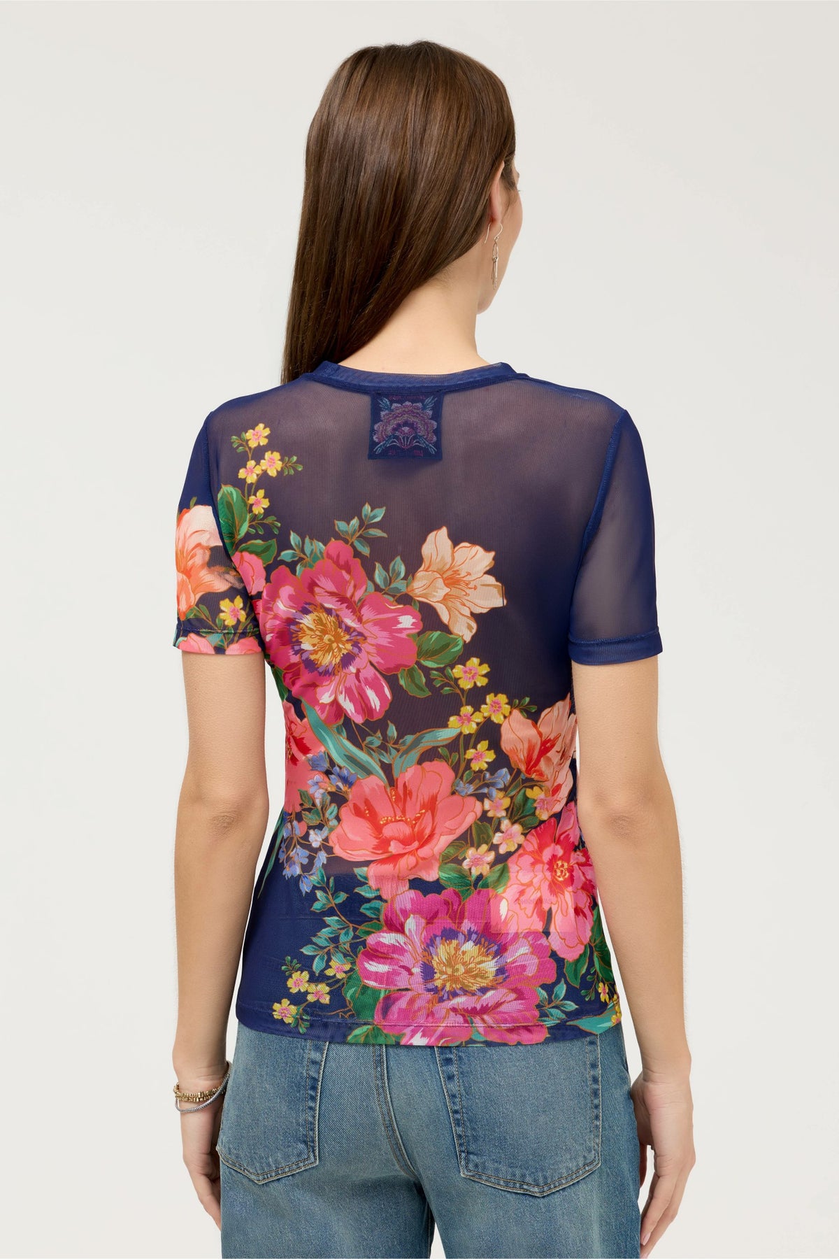 ELEANOR SHORT SLEEVE MESH TEE - Johnny Was Recommended