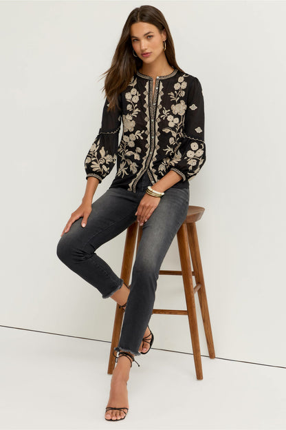 SCALLOP SLEEVE BLOUSE - Johnny Was Featured