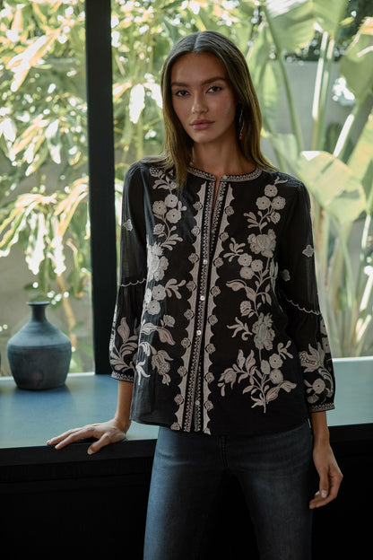 SCALLOP SLEEVE BLOUSE - Johnny Was Featured