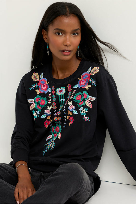 HIGH LOW CREW NECK SWEATSHIRT - Johnny Was Featured