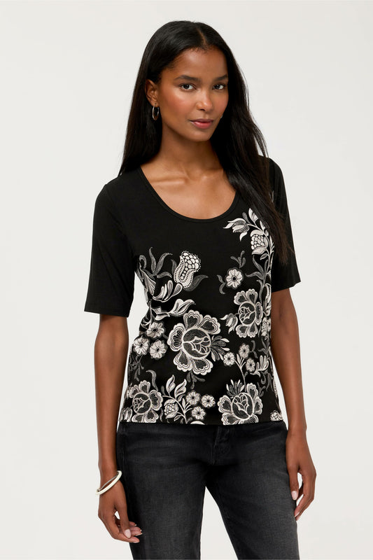THE JANIE FAVORITE SCOOP NECK FITTED TEE - Johnny Was Featured