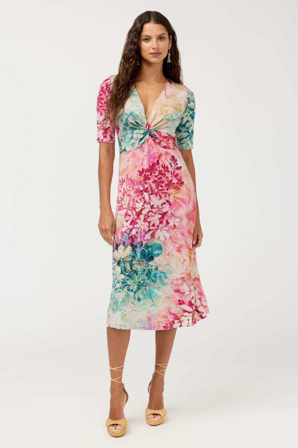 THE JANIE FAVORITE TWIST FRONT MIDI SWING DRESS - Johnny Was Trending