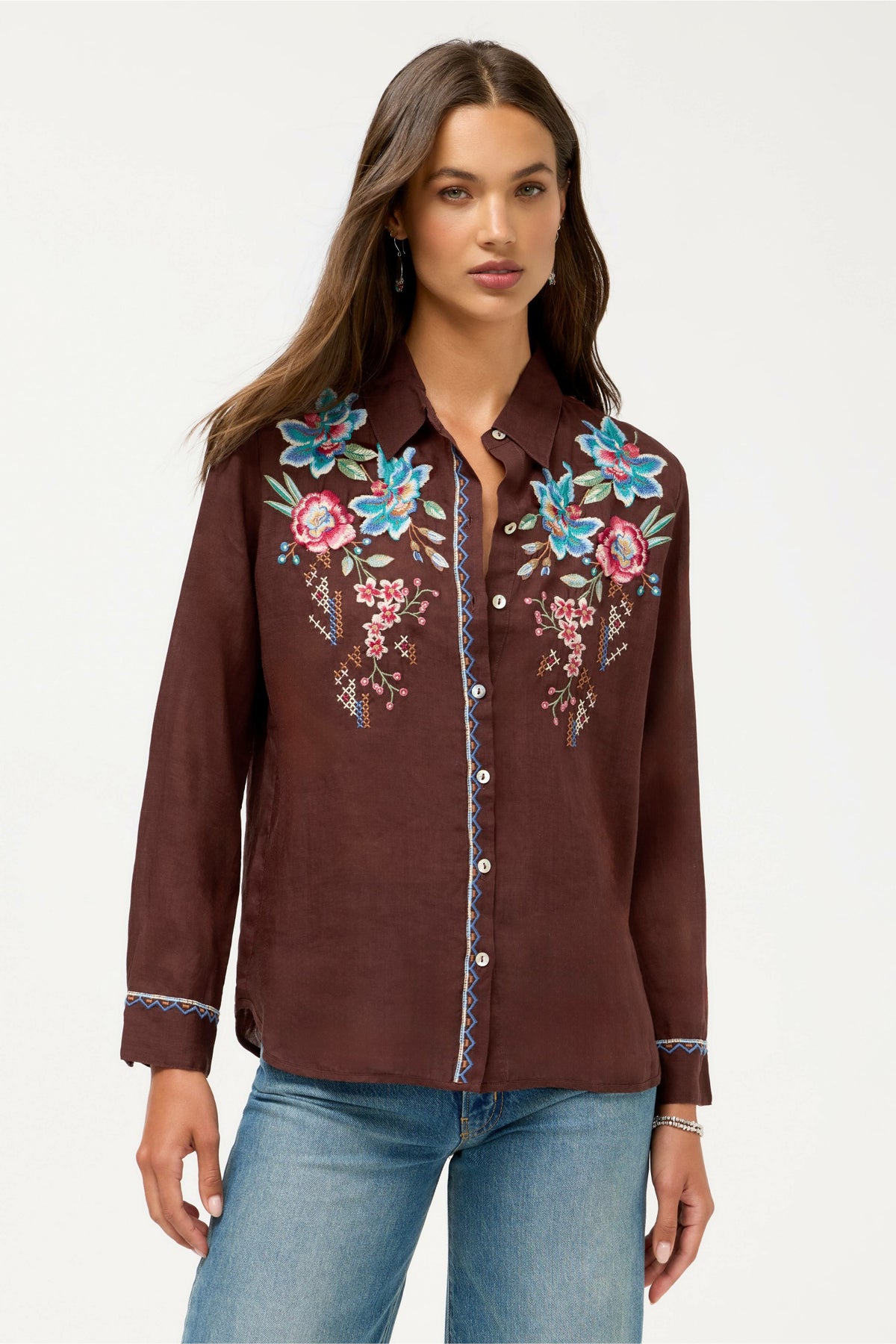 CONTRAST BINDING SHIRT - Johnny Was Best Seller