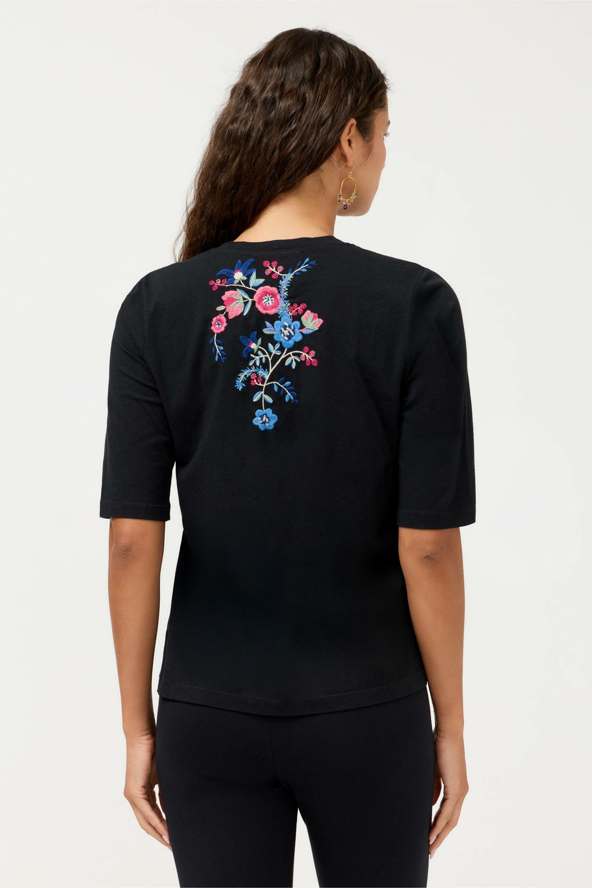 CREWNECK ELBOW SLEEVE TEE - Johnny Was Best Seller