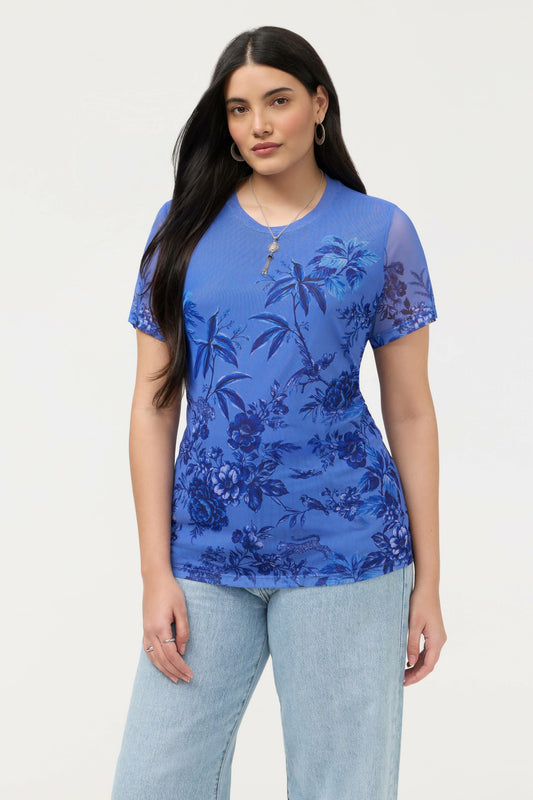 ELEANOR SHORT SLEEVE MESH TEE - Johnny Was Popular