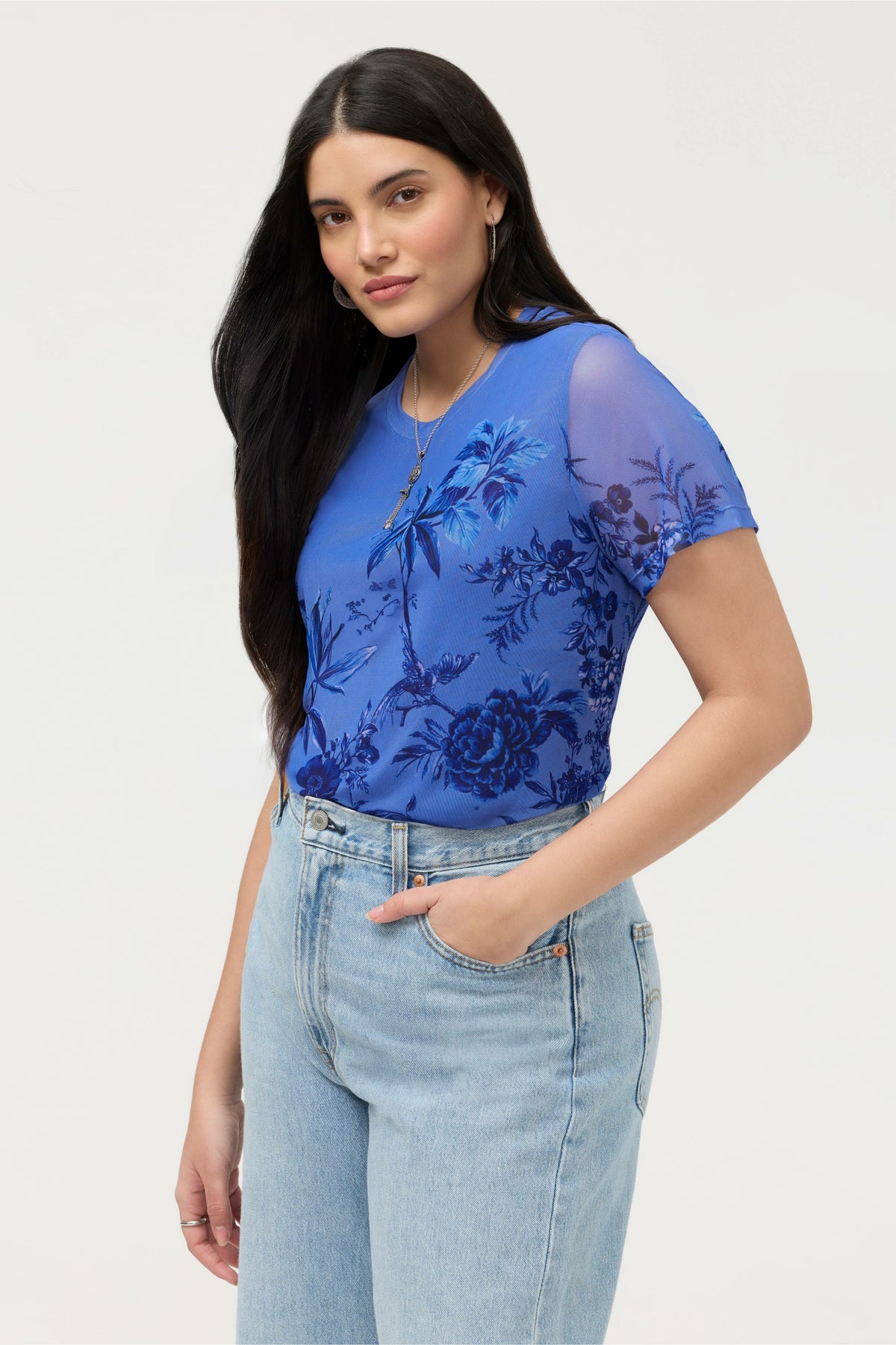 ELEANOR SHORT SLEEVE MESH TEE - Johnny Was Popular