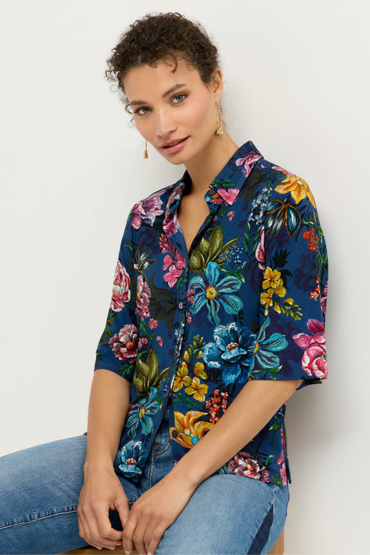 THE JANIE FAVORITE KIMONO SLEEVE BUTTON FRONT TOP - Johnny Was Best Seller