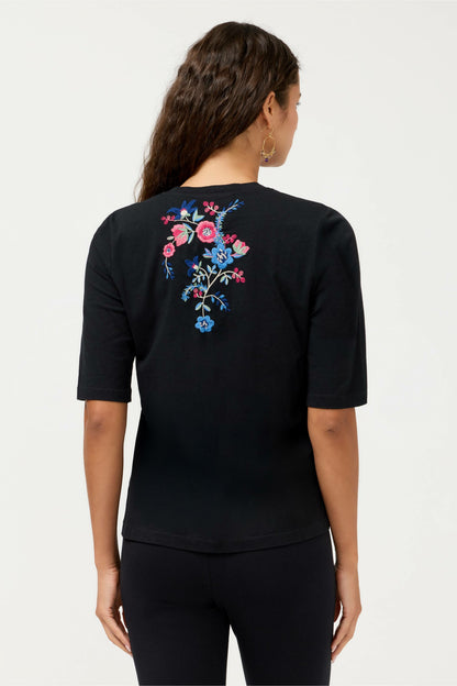CREWNECK ELBOW SLEEVE TEE - Johnny Was Popular