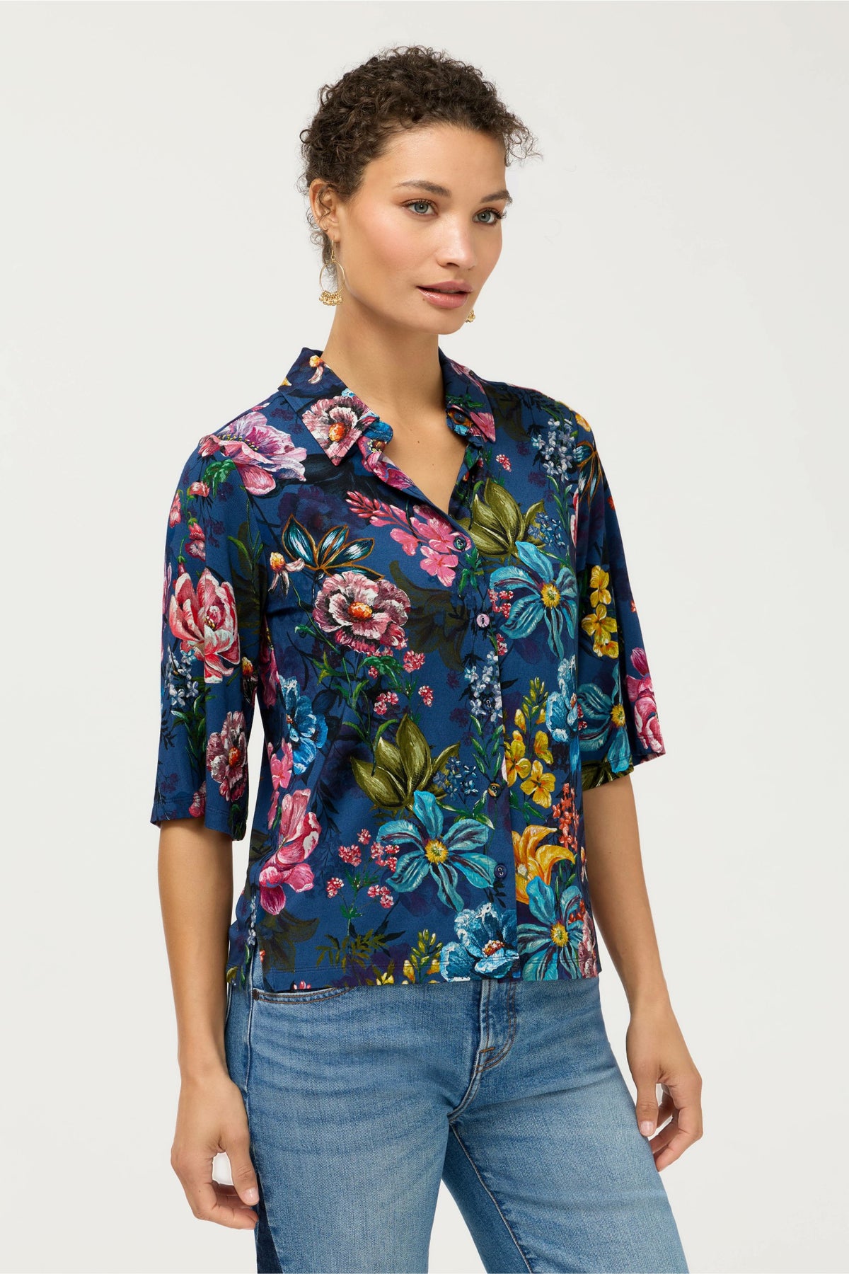THE JANIE FAVORITE KIMONO SLEEVE BUTTON FRONT TOP - Johnny Was Exclusive