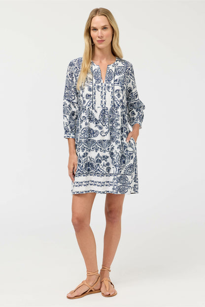 PIPED YOKE TIERED DRESS - Johnny Was Best Seller
