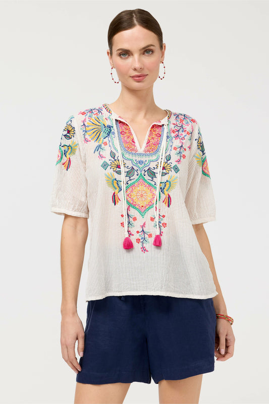 MARGOT SHORT SLEEVE BLOUSE - Johnny Was Trending