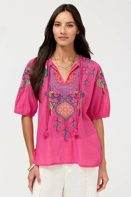 MARGOT SHORT SLEEVE BLOUSE - Johnny Was New