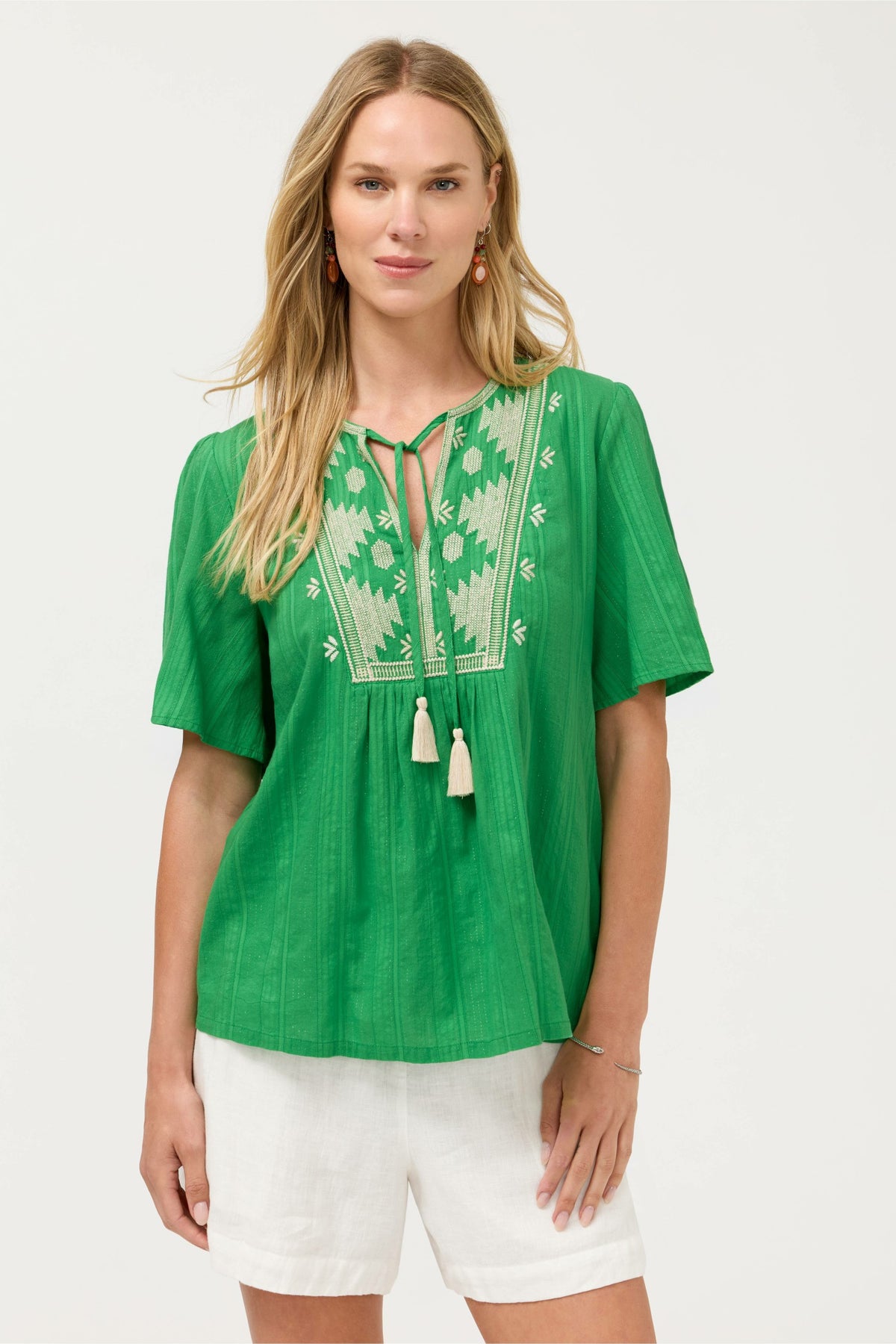 3/4 SLEEVE PRAIRIE BLOUSE - Johnny Was Exclusive