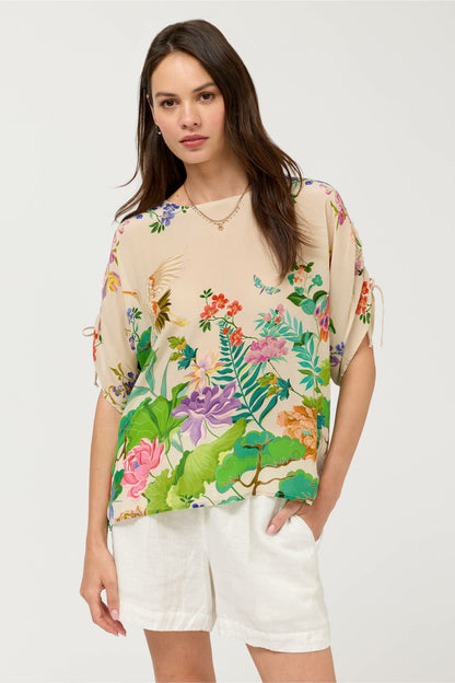 BLUET DRAWCORD SLEEVE BLOUSE - Johnny Was Trending