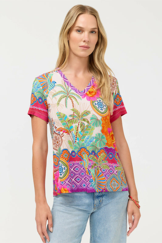 The Janie Favorite Short Sleeve V-Neck Tee - Johnny Was Popular