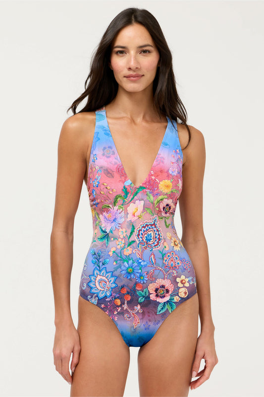LILLIANA CROSS BACK ONE PIECE - Johnny Was Exclusive