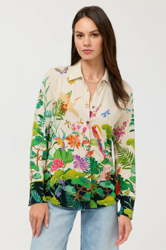THE JANIE FAVORITE BUTTON FRONT SHIRT - Johnny Was New