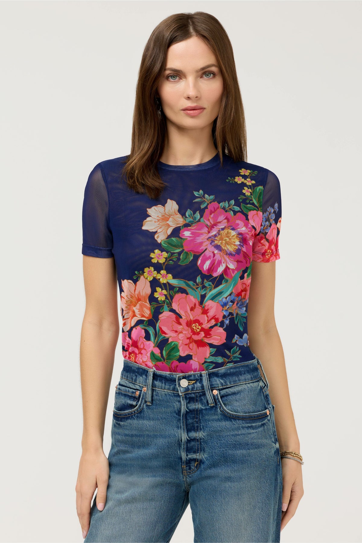 ELEANOR SHORT SLEEVE MESH TEE - Johnny Was Recommended