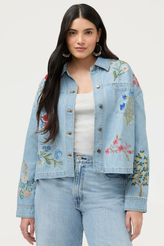 BEATRIX CROPPED DENIM JACKET - Johnny Was Best Seller
