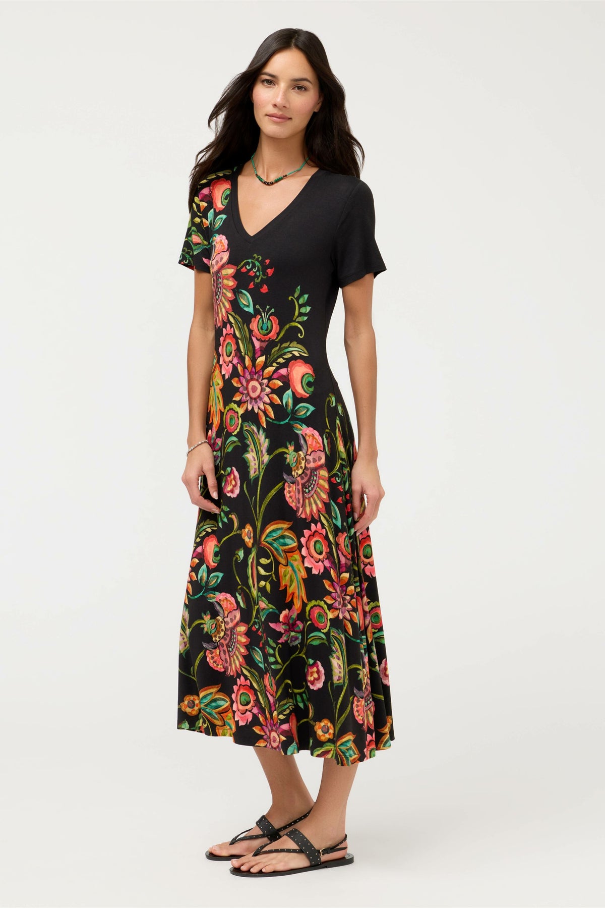 THE JANIE FAVORITE V-NECK CAP SLEEVE DRESS - Johnny Was Recommended