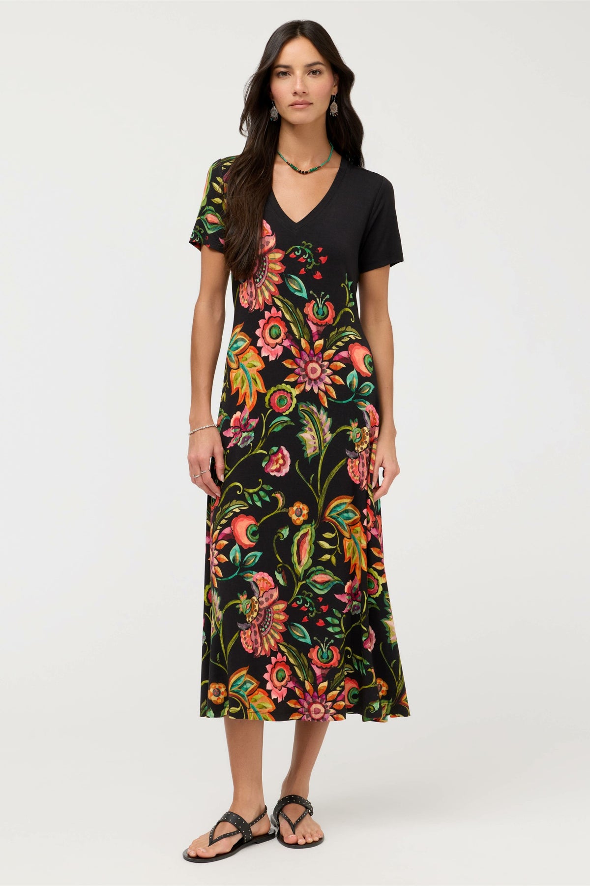 THE JANIE FAVORITE V-NECK CAP SLEEVE DRESS - Johnny Was Recommended