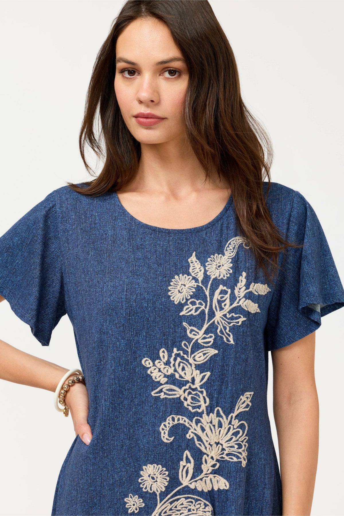 FLUTTER SLEEVE KNIT DRESS - Johnny Was Best Seller