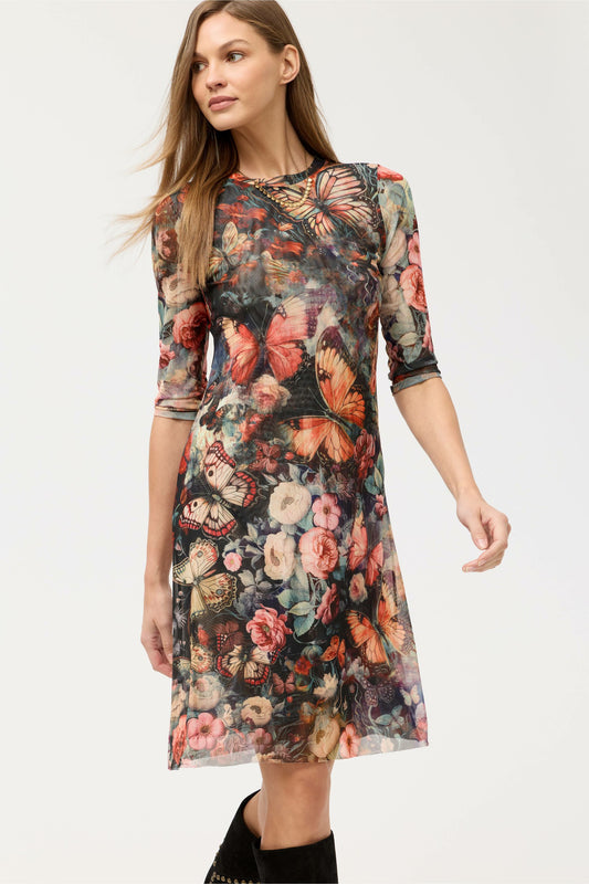 3/4 SLEEVE MESH MIDI DRESS - Johnny Was Popular