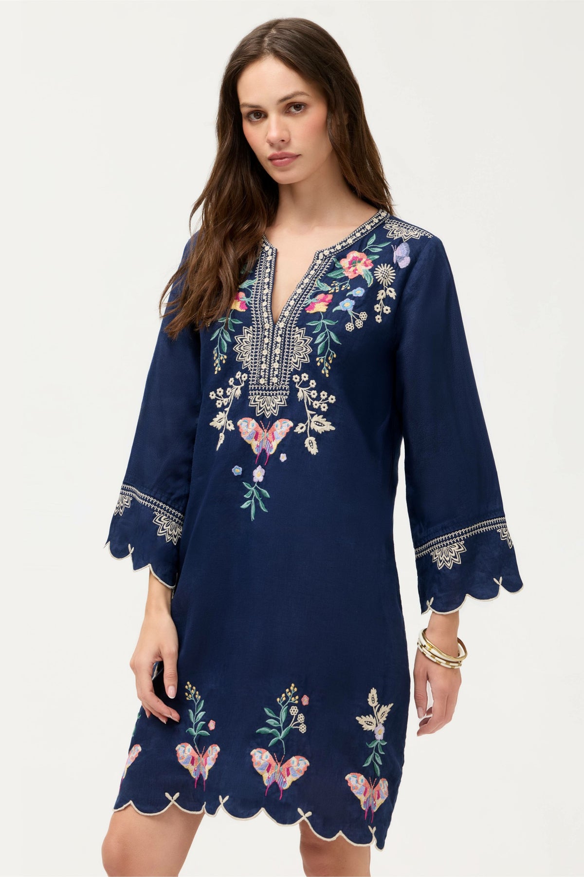 LINEN SCALLOP DRESS - Johnny Was Popular