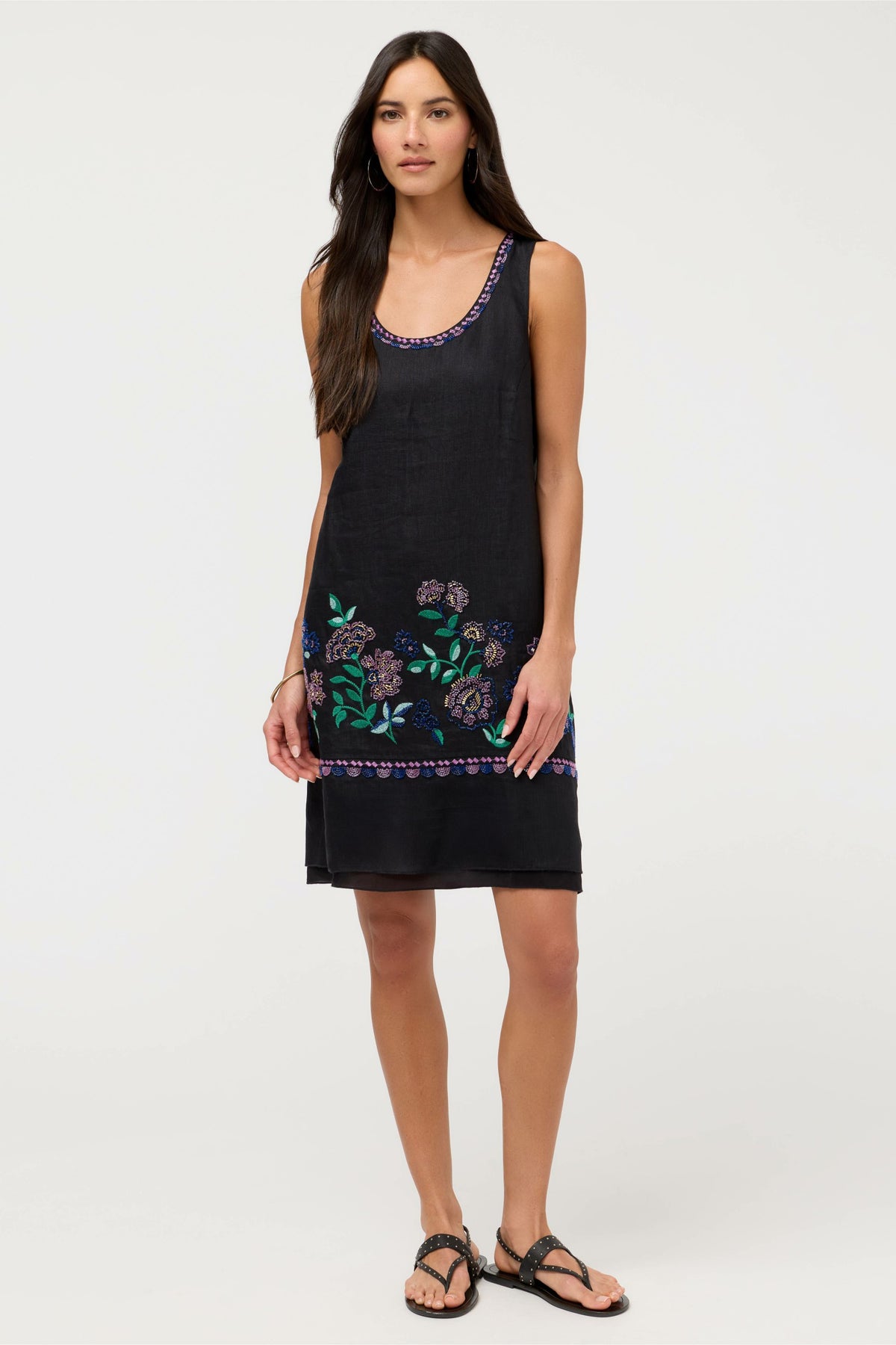 LINEN MIXED MEDIA TANK DRESS - Johnny Was Popular