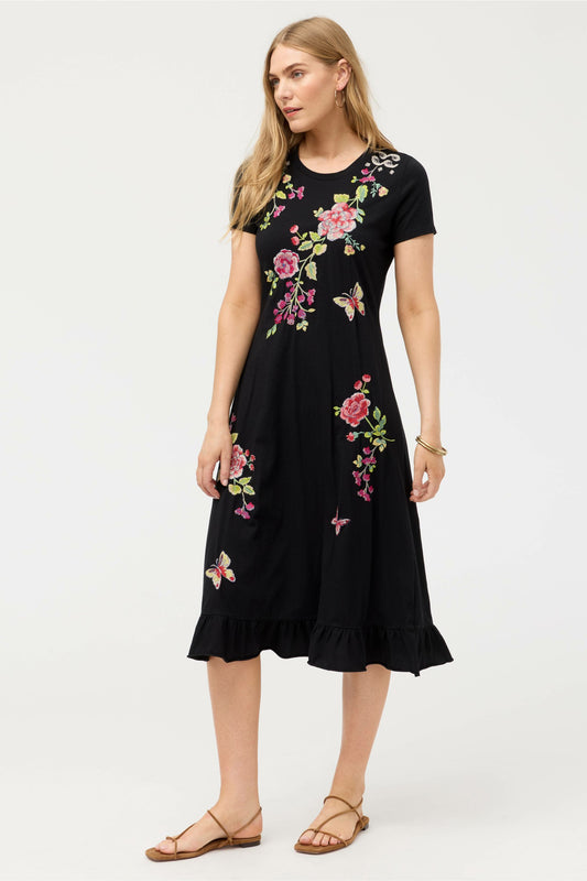 ELBOW SLEEVE RUFFLE DRESS - Johnny Was Best Seller