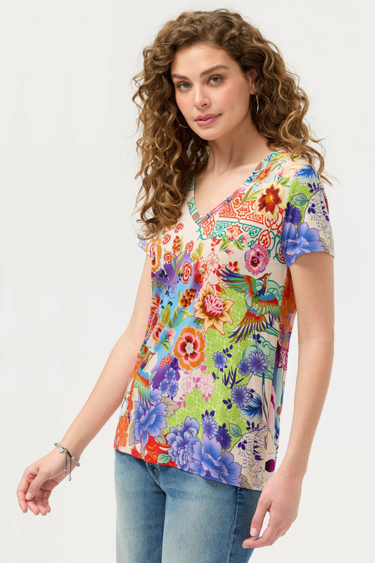 The Janie Favorite Short Sleeve V-Neck Tee - Johnny Was Recommended