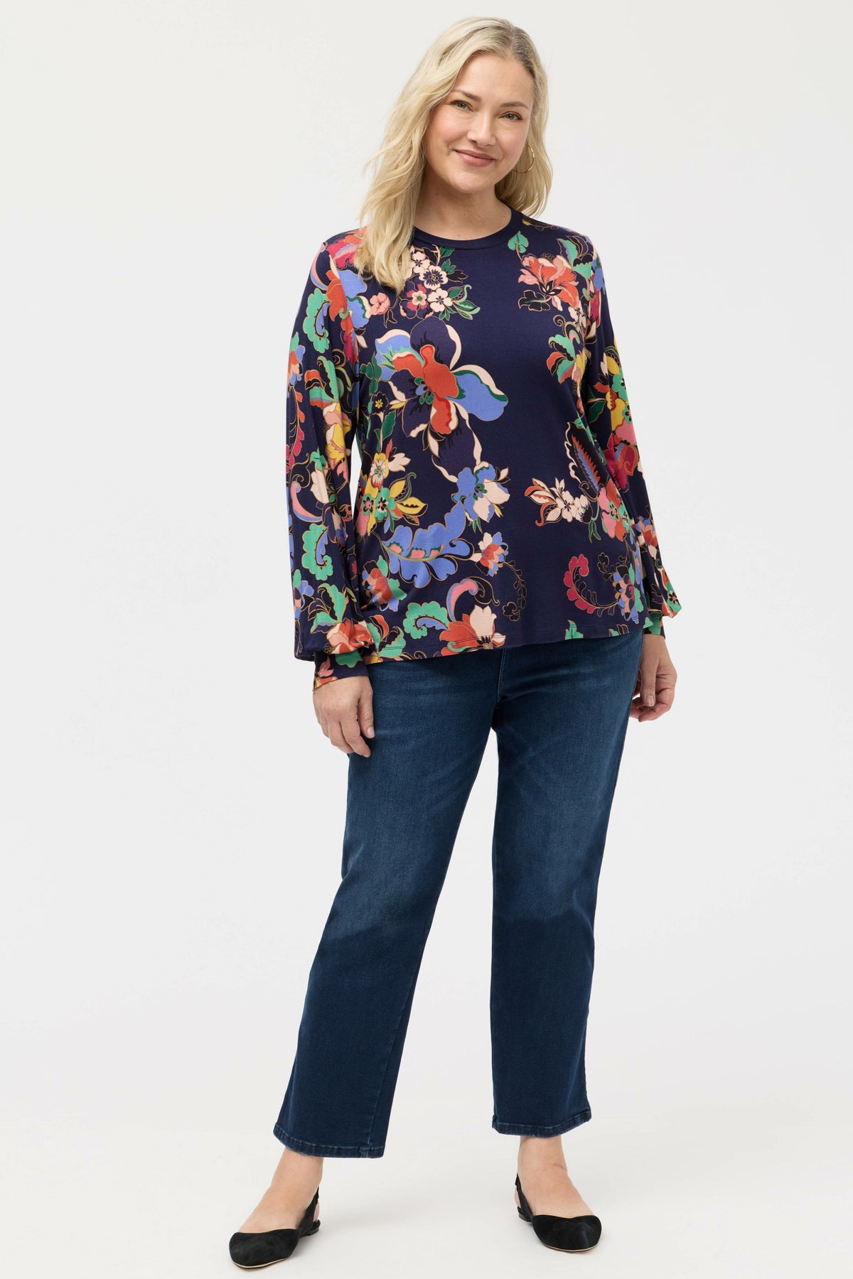 THE JANIE FAVORITE PUFF SLEEVE MOCK NECK - Johnny Was Exclusive